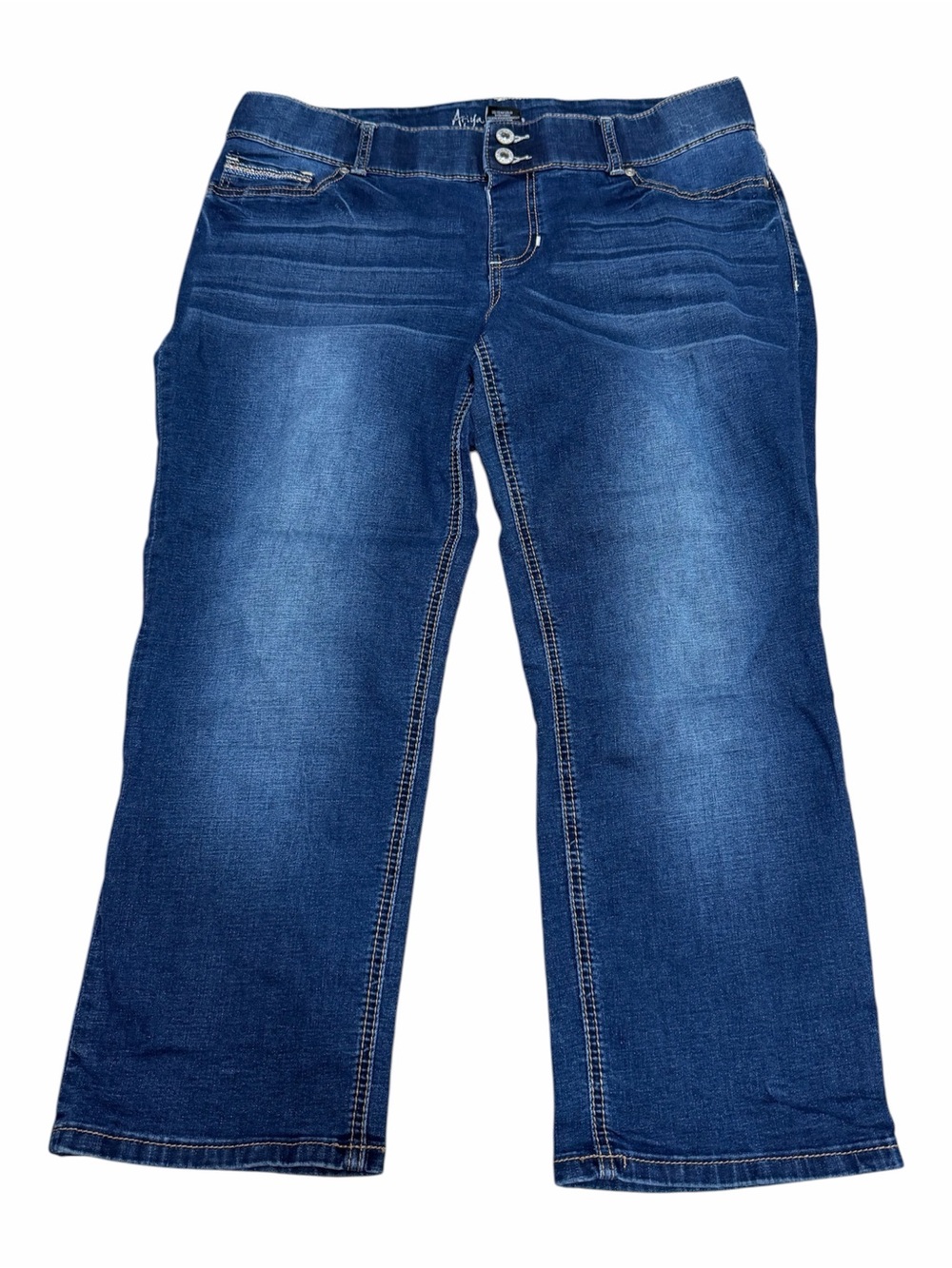 Ariya Jeans 15/16 Dark Wash Bootcut Stretch Jeans Double Button Plus Size